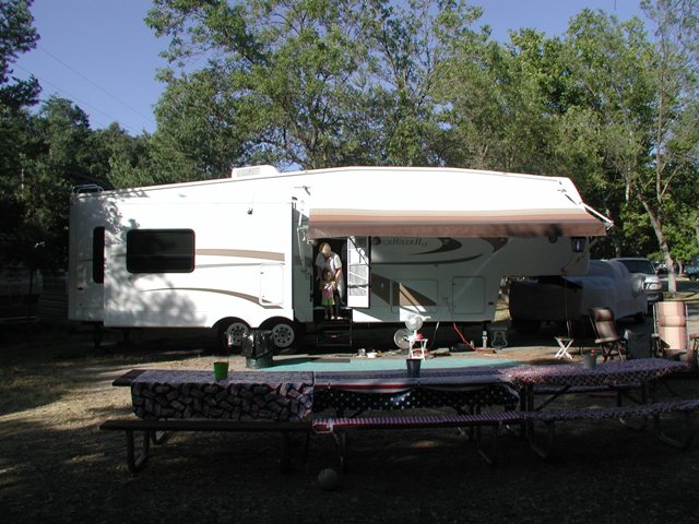 Setting up for our Saturday evening potluck