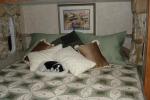 New bedspread, pillows and Scout