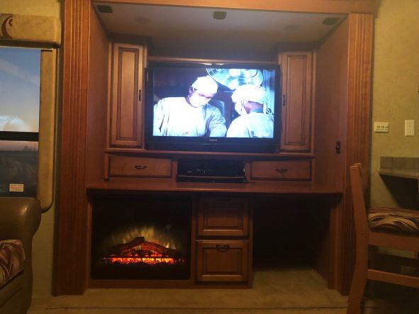 Ent center and fireplace
